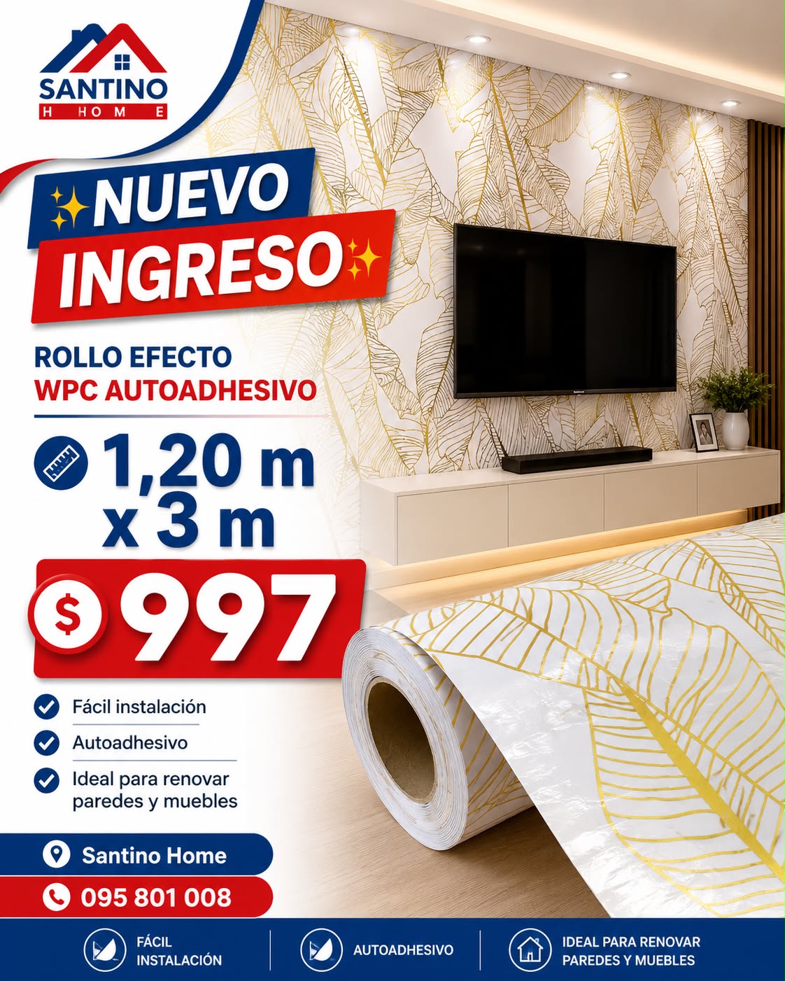 ROLLO SEMIL MARMOL CON HOJAS DORADAS
