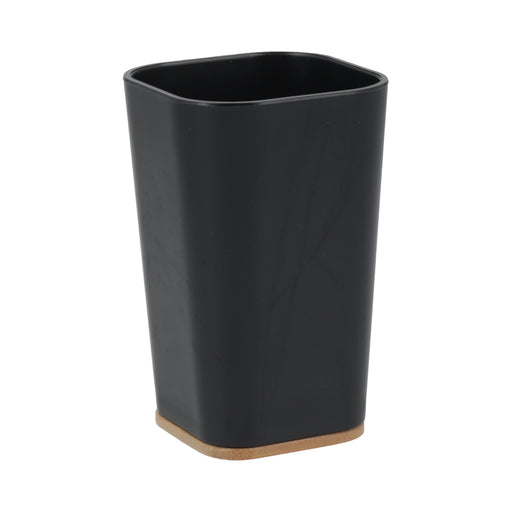 Vaso negro con detalle bambú en la base