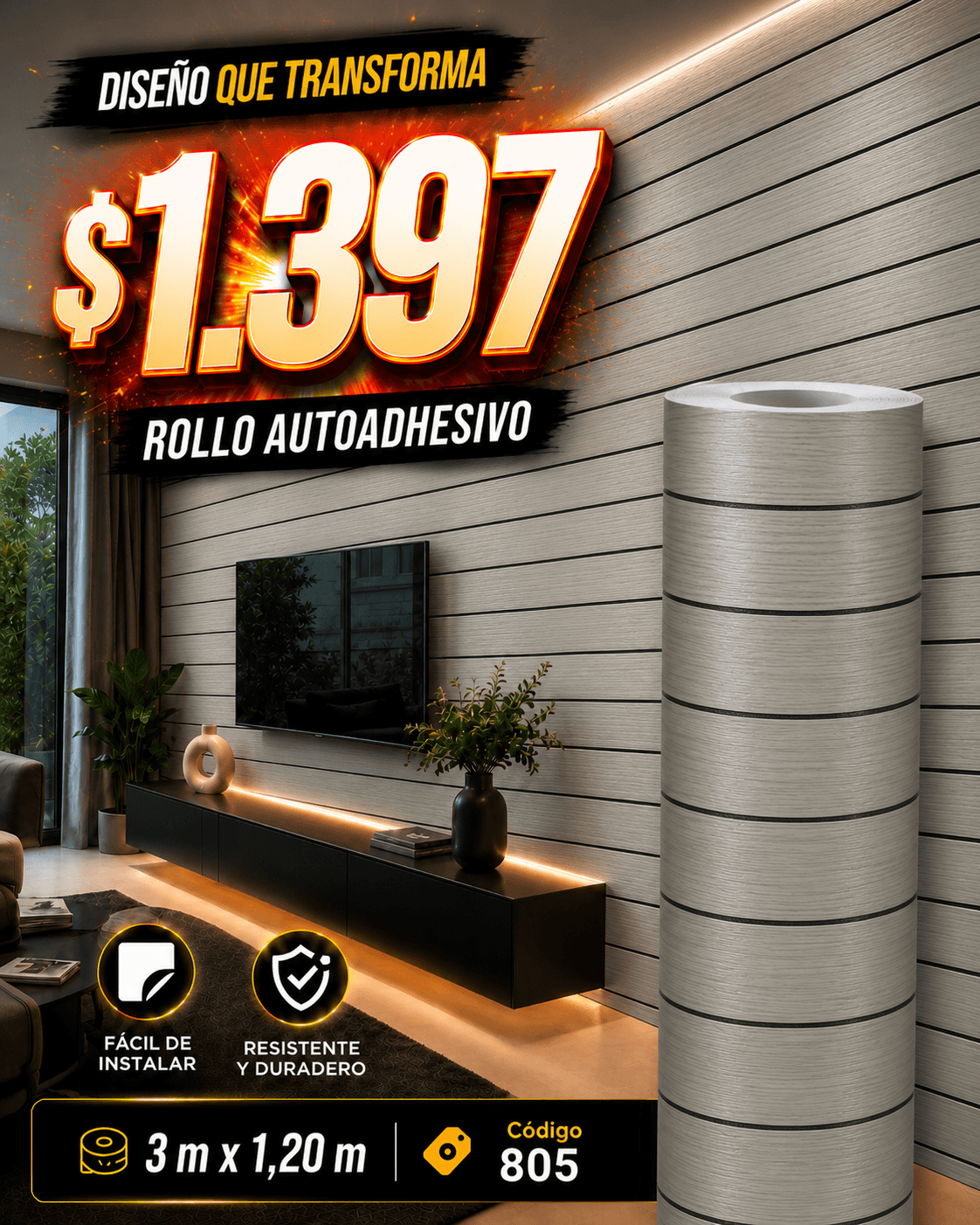 ROLLO RIPADO AUTOADHESIVO 805