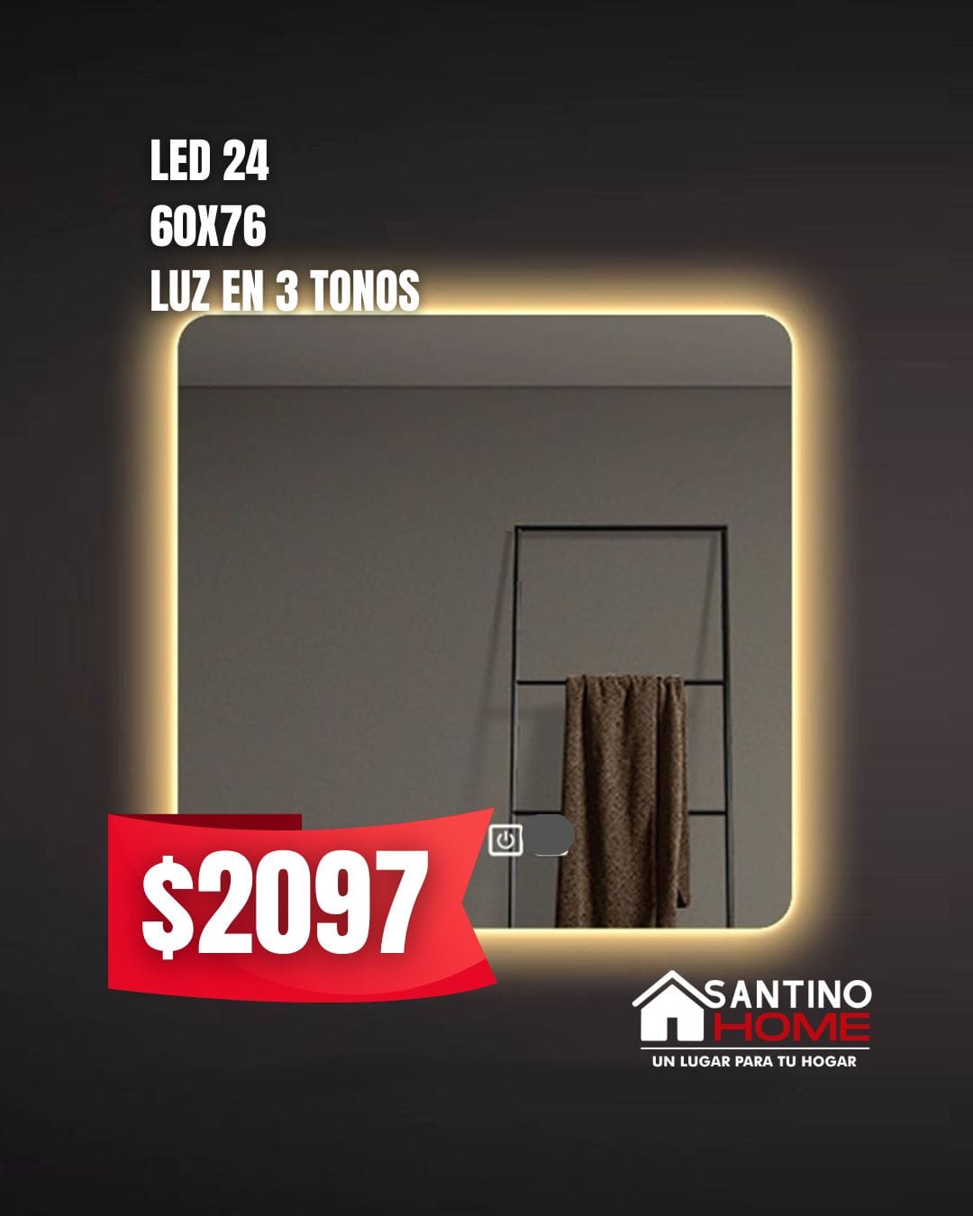 Espejo Modelo LED 24 – Rectangular con Luz LED
