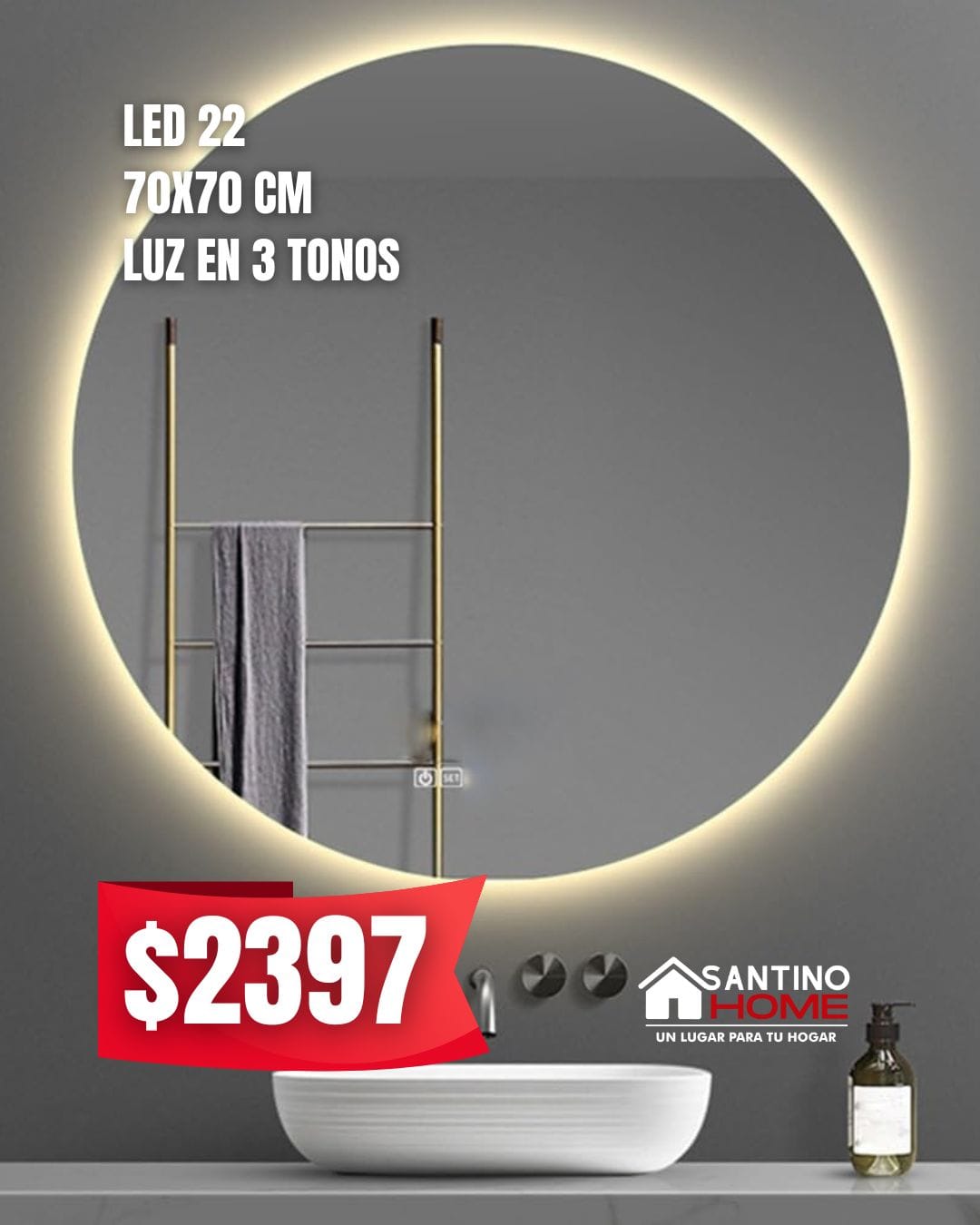 Espejo Modelo LED 22 – Circular con Luz LED
