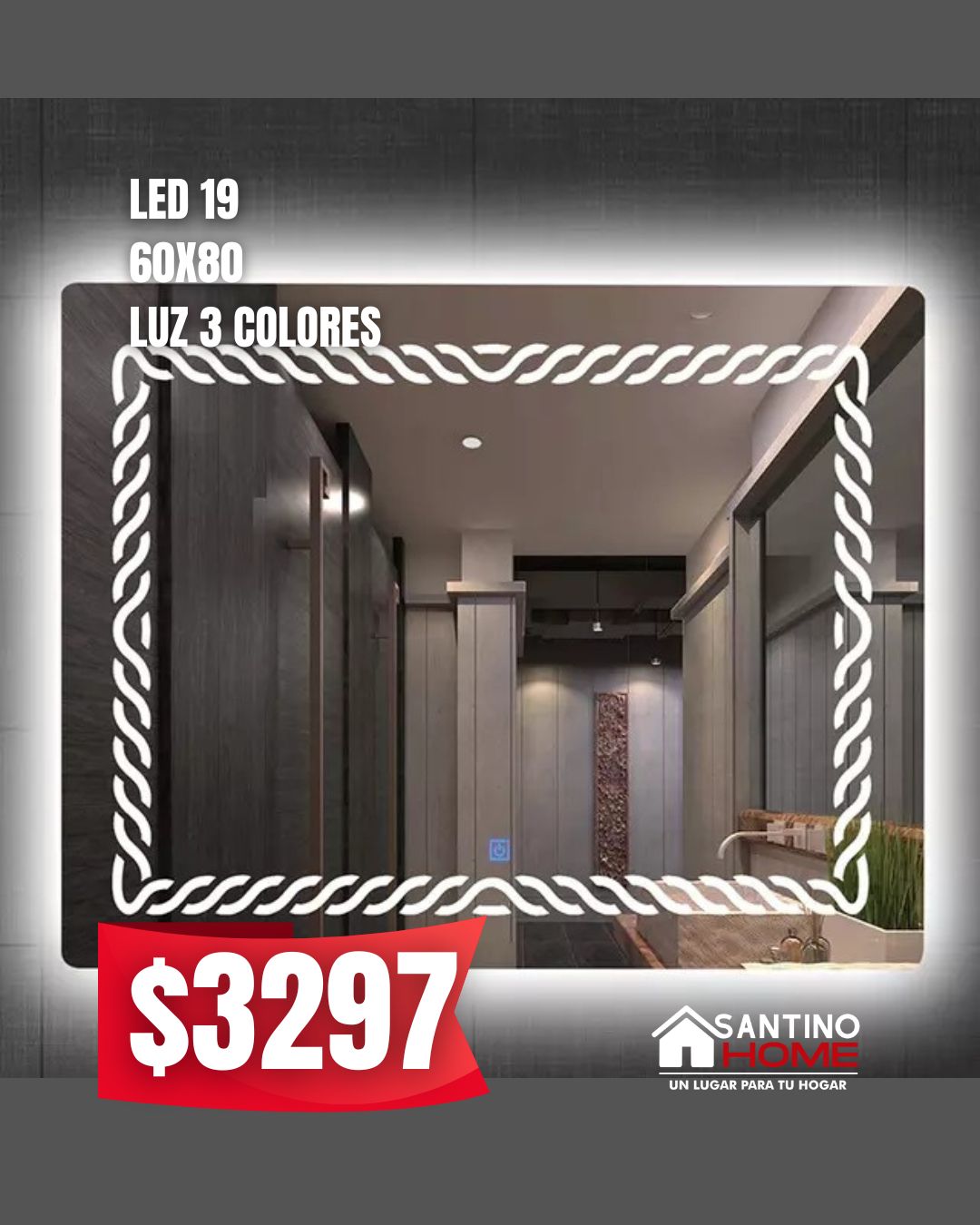 Espejo Modelo LED 19 – Diseño de Luz Trenzado