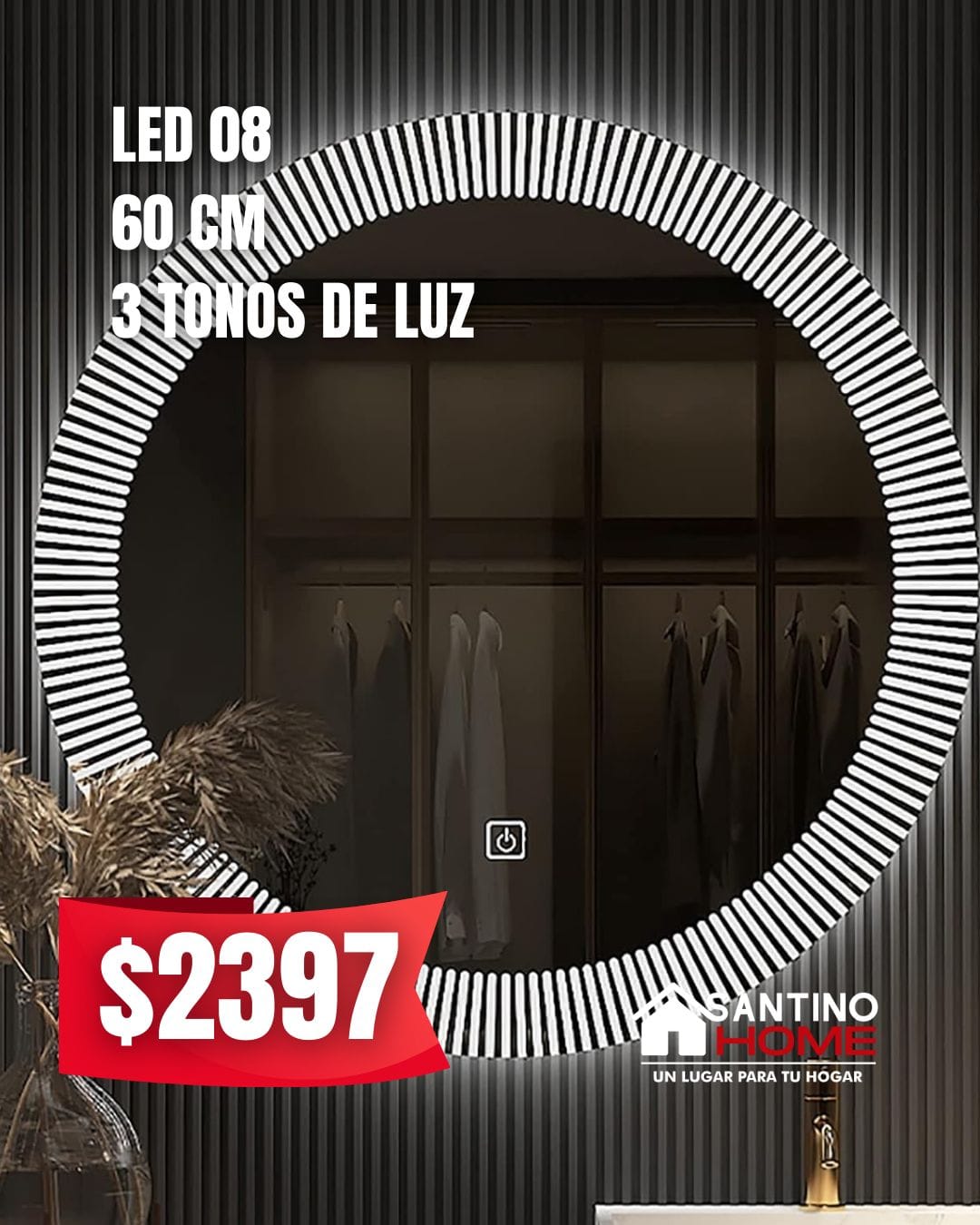 Espejo Modelo LED 08 – Circular Touch con Luz LED