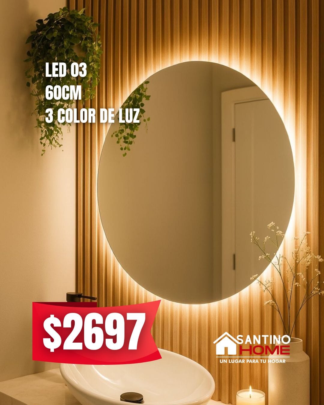 Espejo Modelo LED 03 – Circular con Luz LED
