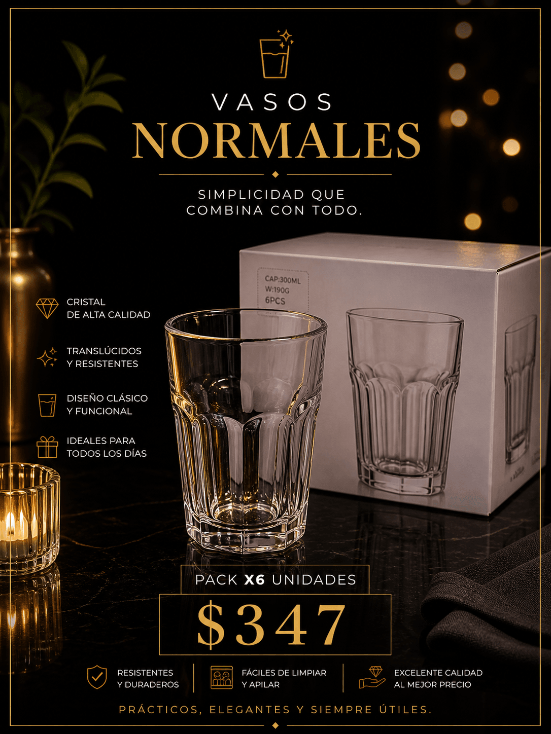 Vasos Normales – Pack x6 Unidades